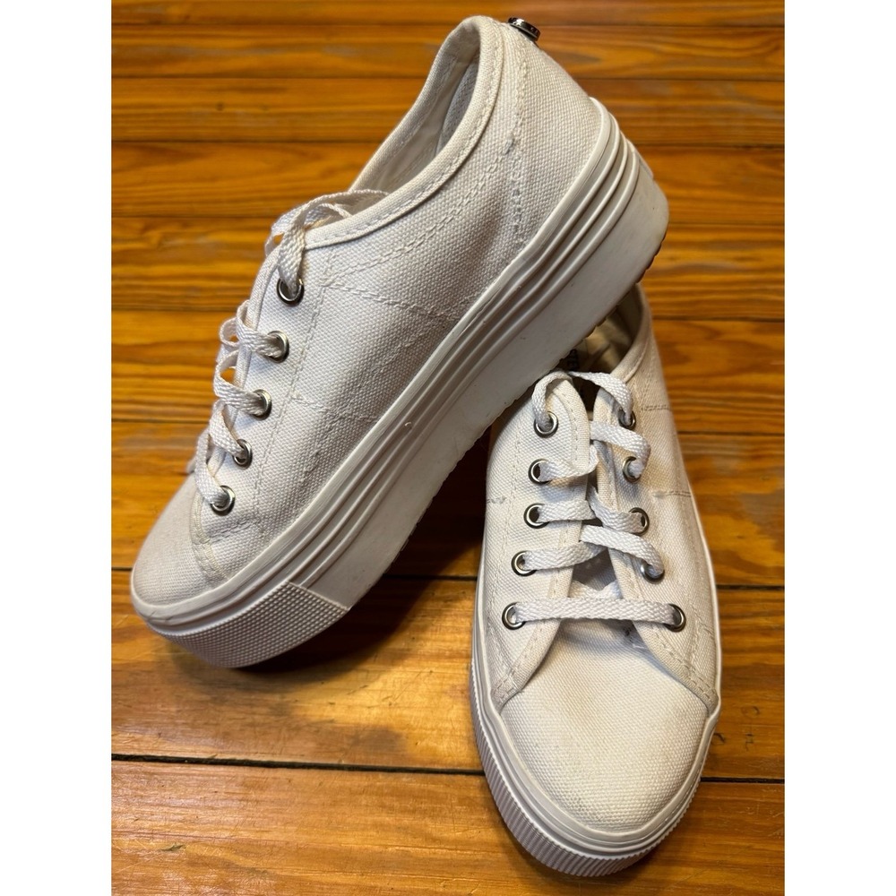 Steve Madden Mayra White Tie Platform Sneakers Size 7